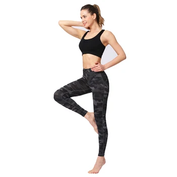 Gri Camuflaj Pantaloni De Yoga Pentru Femei Greutate