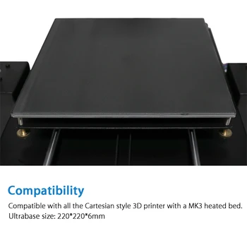 220x220x6mm Ultrabase heatbed Platforma de pat Încălzit Construi Suprafață Placă de Sticlă compatibil pentru Anycubic MK2 MK3 imprimantă 3d piese