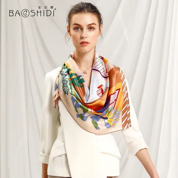 [BAOSHIDI] 2018 designer de Moda eșarfă de mătase, lady șal de mătase, India stil multi-culoare eșarfe de mătase pentru femei, cadouri pentru femei