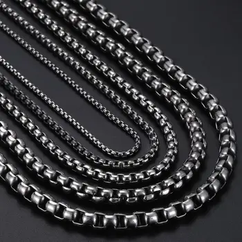 Mens Aur Negru Argintiu Colier 2 3 4 5 mm din Oțel Inoxidabil, Rotund Caseta de Link-ul Lanț Colier pentru Femei Barbati LKN221
