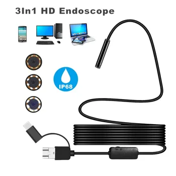 5,5 mm/7mm Obiectiv Android PC USB/Micro USB/Tip-C Endoscop Camera Led rezistent la apa de 1m/2m/3,5 m/5m Șarpe Cablu Endoscop