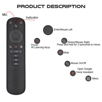 Multi-funcțional Voce Mouse-ul de Aer de la Distanță Wireless IR de învățare de la distanță de control Built-in Giroscop pentru Smart TV Android Youtube