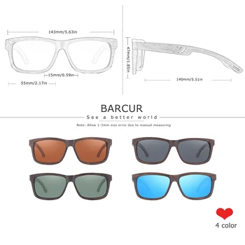 BARCUR Design Unic de Bambus Negru ochelari de Soare din Lemn de Moda de sex Masculin ochelari de Soare Doamna UV400 Polarizat Ochelari Sport