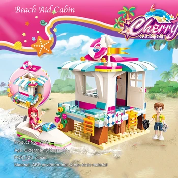 Qman 2019 Prietenii Seria Princess Beach Ajutor Cabină Punct de Set Barca Cifre DIY Blocuri Educaționale Jucărie pentru Fete, Cadouri