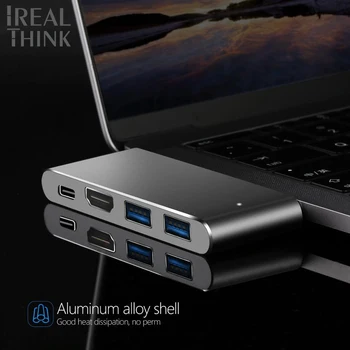 IREALTHINK USB de Tip C Adaptor USB Splitter PD 100W Încărcare tip c hub OTG conector iPad Dock USB HUB Pentru Macbook Pro