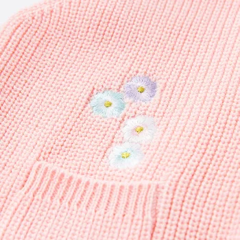 DBJ16826-1 dave bella primăvară fete copil drăguț arc broderii florale buzunare tricotate haina copii moda vestă fără mâneci