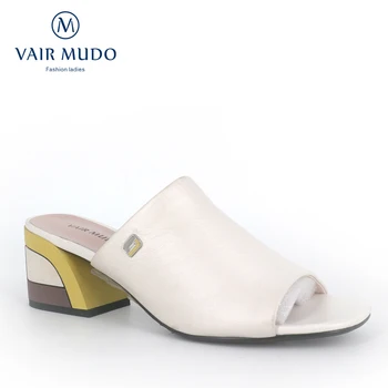 VAIR MUDO Papuci de casă 2020 Moda imbracaminte din piele, cu toc mic în aer liber sandale de Vara Pantofi Noi sălbatic sandale papuci de casă Încălțăminte pentru femei LT4