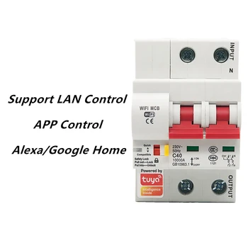 Viața inteligentă WiFi Întrerupător 2P Comutarea Automată la Suprasarcină Protecție la Scurt-Circuit Alexa Google Acasa Compatibil
