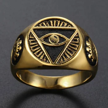 316L din Oțel Inoxidabil Inel cu Pecete Mens Illuminati All-văzând ochi de Illunati Ochi Simbol de Aur Rece Bijuterii DHR416