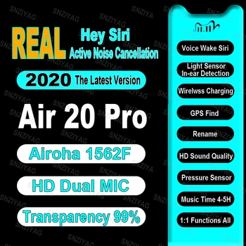 Air20 Pro ANC TWS 1562F Adevărat Senzor de Lumină Reală de Trezire Voce Wireless Căști HD Dual MICROFON Bluetooth 5.0 Cască PK Air13 Plus