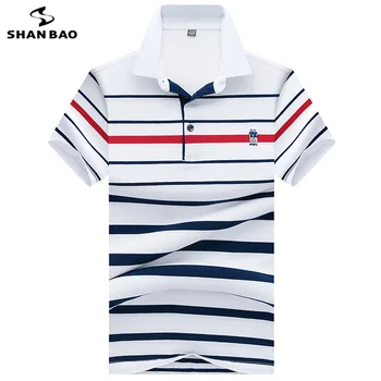 SHANBAO de Înaltă Calitate din Bumbac de Vara Maneca Scurta Tricou Polo Britanic Stil Casual Barbati Moda Rever Stripe Polo Shirt