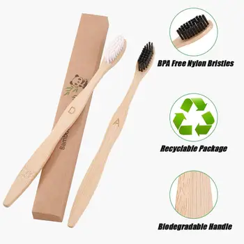 Bambus Periuta de dinti Biodegradabile BPA Gratuit Peri Moi Ecologice din Lemn Natural Vegan Organic de Bambus Cărbune Perie de dinti