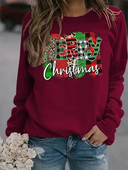 Crăciun fericit Imprimare 2020 Toamna Iarna Noi Femei Top Tee O-Neck Maneca Lunga Casual Pierde tricouri S-Pulover XXL Haine Femme
