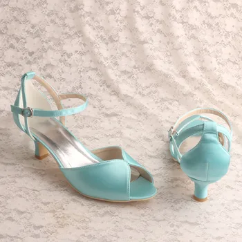 22 De Culori Elegante, Sandale Verde Menta Cu Toc Mic Peep Toe Pantofi De Vara