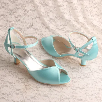 22 De Culori Elegante, Sandale Verde Menta Cu Toc Mic Peep Toe Pantofi De Vara