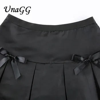UnaGG Negru Goth Estetice Fuste Plisate Femei Dantelă Asieta Talie Joasa E Fata Fusta Mini Punk Întuneric mediul Academic Y2K Dans Streetwear #1