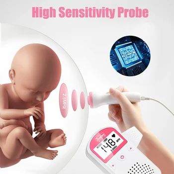Baby Monitor Fetal Doppler Fetal Heart rate Monitor de Sarcină Acasă Copilul Fetale Sunet Rata de Inima Detector de 2,5 MHz, Nu Radiații
