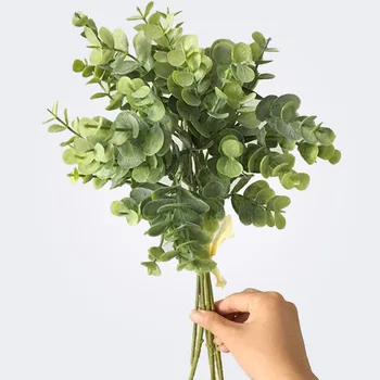 6 buc de eucalipt plastic frunze artificiale grămadă pentru acasă de crăciun de nunta de decorare mici faux frunze de fals bani de frunze de plante