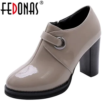 FEDONAS 2020 Primăvară de Toamnă de Calitate din Piele de Brevet Femei Pompe cu Fermoar Lateral Pantofi de Partid Femeie Elegant Feminin de Dimensiuni Mari Pompe Pantofi
