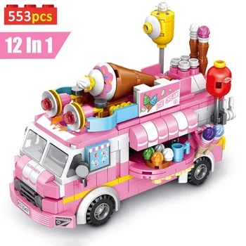 Creator Expert Serie 553pcs inghetata Masina Blocuri Prieteni 12 In 1 Roz Camion Cu 1 Figuri Cărămizi Jucarii Pentru Fete Cadouri