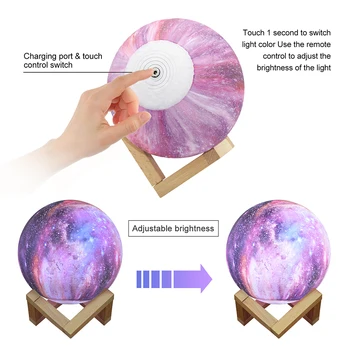 Dropship de Imprimare 3D Star Luna Lampă de Colorat Schimba Touch Home Decor Creativ Cadou Cerul Înstelat USB LED Lumina de Noapte Galaxy Lampa