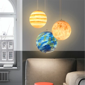 Nordic Culoare Rășină Planeta Candelabru LED Lumini de Iluminat Dormitor, Camera de zi Restaurant Lampi de Bucatarie Corpuri de Iluminat