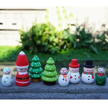 4buc/set Handmade Pictura din Lemn de Fag Peg Păpuși Ciuperci Pomi de Crăciun om de Zăpadă/ Copii din Lemn Păpușă Jucărie DIY Vopsea Ambarcațiuni de Jucărie