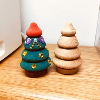 4buc/set Handmade Pictura din Lemn de Fag Peg Păpuși Ciuperci Pomi de Crăciun om de Zăpadă/ Copii din Lemn Păpușă Jucărie DIY Vopsea Ambarcațiuni de Jucărie