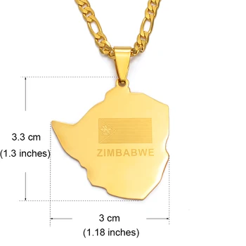 Anniyo Harta din Zimbabwe Pandantiv Coliere Bijuterii pentru Femei, Bărbați de Culoare de Aur Zimbabwe Hărți Colier African #043721