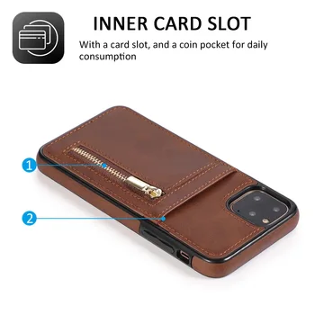 Elegant, cu fermoar card pentru iPhone 11 11Pro 11Promax portofel mobil protecție completă multi-card design pentru iPhone 7 8plus caz de telefon