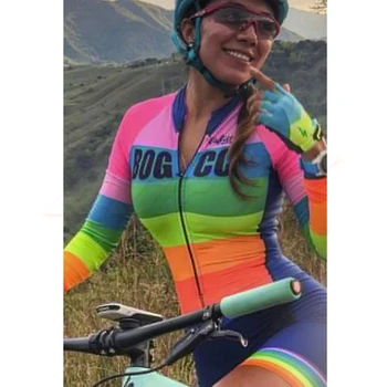 2020 Femei Triatlon Maneca Lunga Ciclism Jersey Set skinsuit Maillot Ropa Ciclismo Biciclete Jersey Bicicleta Haine Du-te pro Salopeta