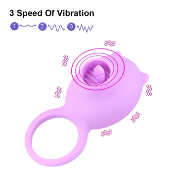 OLO 3 Viteze G-spot Masaj Rotație Oral Limba Lins Vibratoare Penis Inel Vagin, Clitoris Stimula Inel pentru Penis
