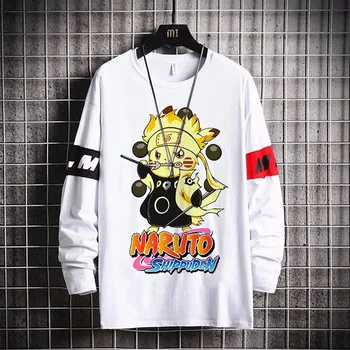 Naruto Tricou de Moda Uzumaki, Sasuke Uchiha Bărbați T-shirt Casual Japonia Tricou Streetwear Desene animate de Toamna cu Maneca Lunga Tricouri de sex Masculin