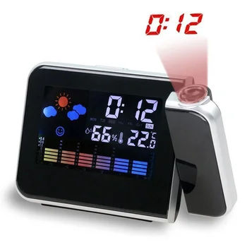 Proiecție Vreme LCD Digital Ceas cu Alarma, lumina de Fundal LED-uri Culoare Display Proiector Alarma Snooze Ore Ceasuri