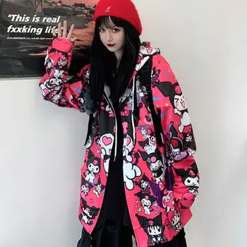 Kuromi Tricoul Subțire De Toamnă Pentru Femei De Moda Drăguț Kpop Anime Hanorac Harajuku Maneca Lunga Pulover Femei Negru Roz Kawaii Sus