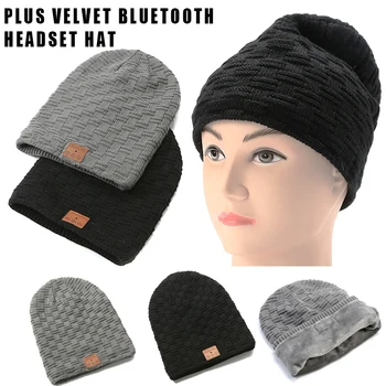 Setul cu Cască Bluetooth Knit Beanie Hat Muzică Wireless de Apel Hands-free Smart Fleece Căptușit Capac de Cald EDF88