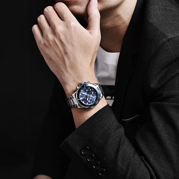BENAYR Brand de Moda Mens Ceasuri de Lux de Top Afaceri Ceas de mână pentru Bărbați Impermeabil din Oțel Inoxidabil Cuarț Cronograf Reloj hombres