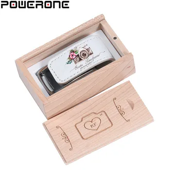 POWERONE Personalizate Logo-ul Companiei usb 2.0 Flash pen drive 64GB 32GB 4GB 8GB 16GB Pendrive Usb din Piele+Cutie (1 buc gratuit logo-ul personalizat)