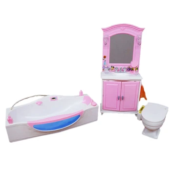 Drăguț Mobilier Baie, Set Joc de Cada + Dulap+ Lavoar Suite Caz pentru Papusa Barbie 1/6 Casa cel Mai frumos Cadou Jucarii pentru Copii