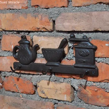 Măcinare de cafea retro fierbător montat pe perete cuier creative magazin de îmbrăcăminte pridvor de decorare perete cârlig de fier Nordic Simplu