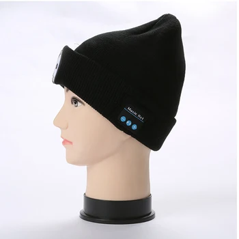 Iarna Beanie Caciula Unisex Beanie Negru Moale Tricotate Pălărie fără Fir Bluetooth 5.0 Inteligent Cap Căști Stereo setul cu Cască cu LED-uri Lumina
