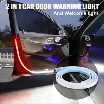 2pcsUniversal CONDUS Masina Ușa de avertizare Anti-coliziune lumina Auto Universal ușă decor atmosfera lampa Usa Masina de Avertizare benzi cu led-uri