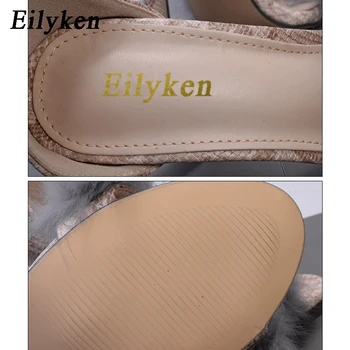 Eilyken Femei Vara Sandale cu Toc Înalt Blana de Leopard Pătrat Pantofi cu Toc Femei Glezna Curea Sandale marime 35-40