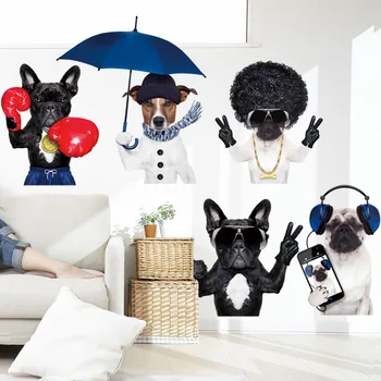 Amuzant Câini Drăguț animale de Companie Magazin Perete de Sticlă Decor Auto-adeziv Decoratiuni de Perete Camera de zi Anime Decor Camera pentru Copii Murală Tapet