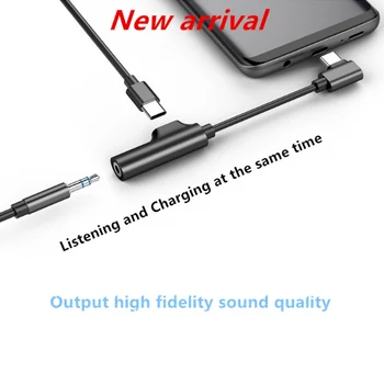 !ACCEZZ USB de Tip C AUX Adaptor de Încărcare Rapidă Pentru Xiaomi Mi 5 6 Huawei Mate 10 Pro 3.5 mm Ascultă în Cască Conector Jack Aux Cablu
