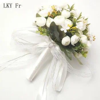 LKY Fr Buchet de Mireasa Trandafiri Artificiale Buchet de Nunta pentru domnisoarele de Onoare Mireasa, Flori de Nunta Buchet de Mireasa Căsătorie Accesorii