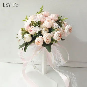 LKY Fr Buchet de Mireasa Trandafiri Artificiale Buchet de Nunta pentru domnisoarele de Onoare Mireasa, Flori de Nunta Buchet de Mireasa Căsătorie Accesorii