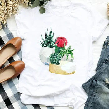 Femeile Planta Cactus Floare Drăguț Tendință de Moda anilor ' 90 Îmbrăcăminte T Tee pentru Femei Tricou Tricou Femei Haine de Top Graphic T-shirt