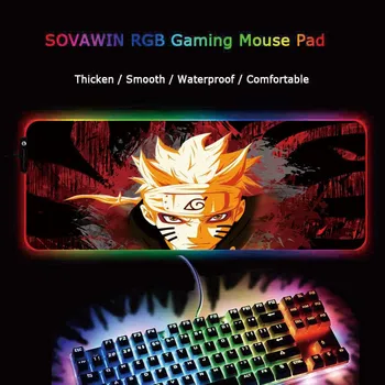 XGZ Naruto Anime Jocuri Mari Mousepad RGB Computer Mouse Pad Gamer Mause Pad Birou cu iluminare din spate Mat Tastatura Tampoane Whit LED Backlight