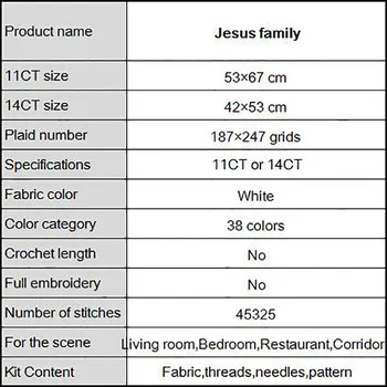 Bucuria duminică Isus familie DIY DMC lucru Manual Manual Cross Stitch Set DMC Broderie Tipărite Isus Hristos Eco-Cusatura Decor Acasă